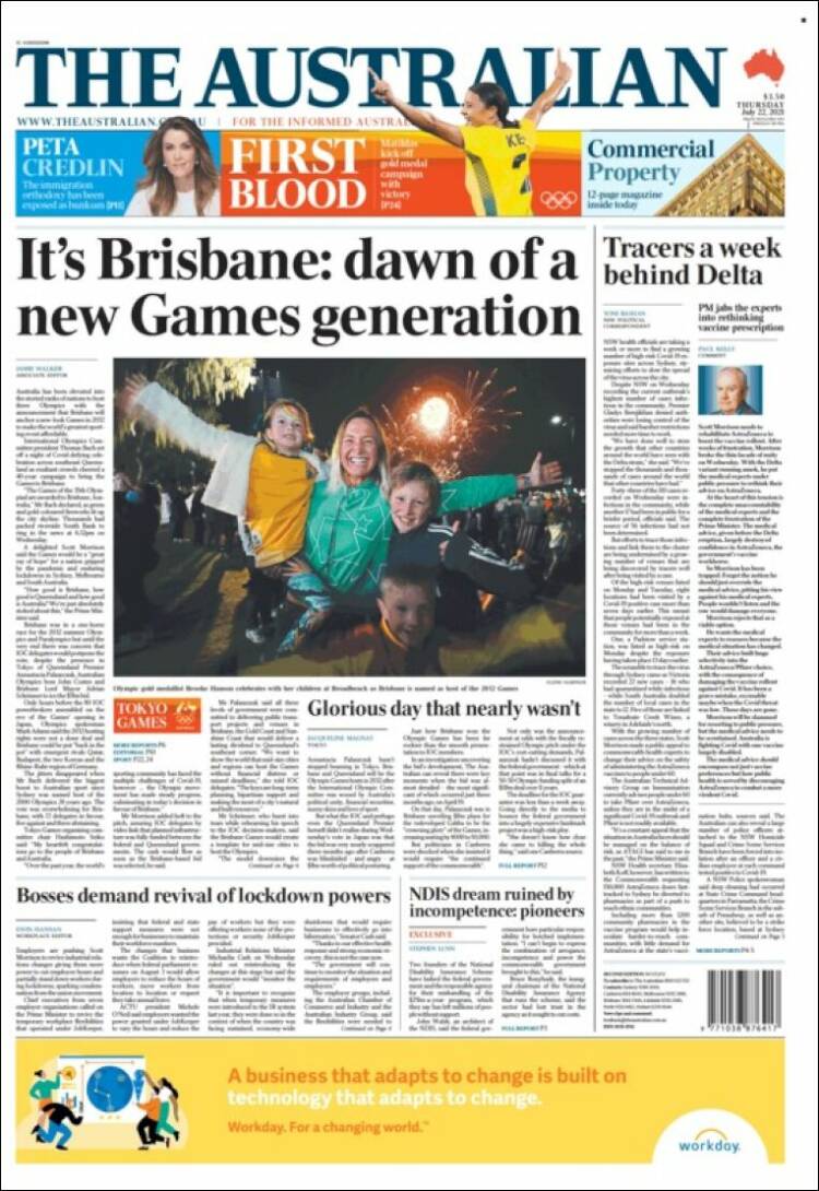 Portada de The Australian (Australie)