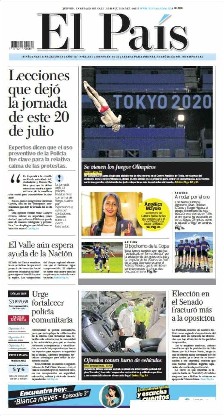 Portada de El País - Cali (Colombie)