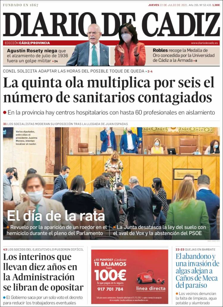 Portada de Diario de Cádiz (Espagne)