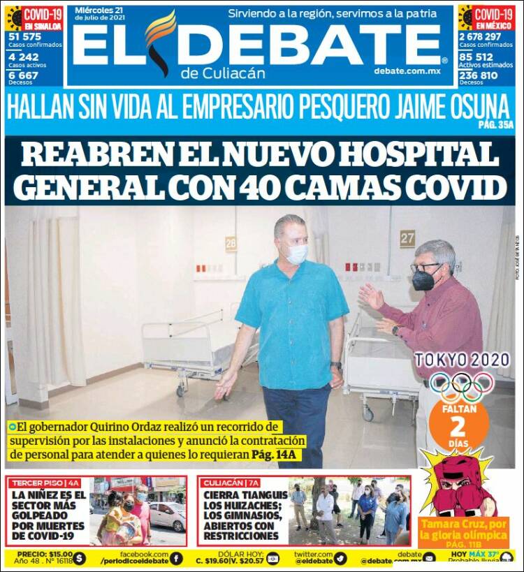 Portada de El Debate de Culiacán (Mexico)