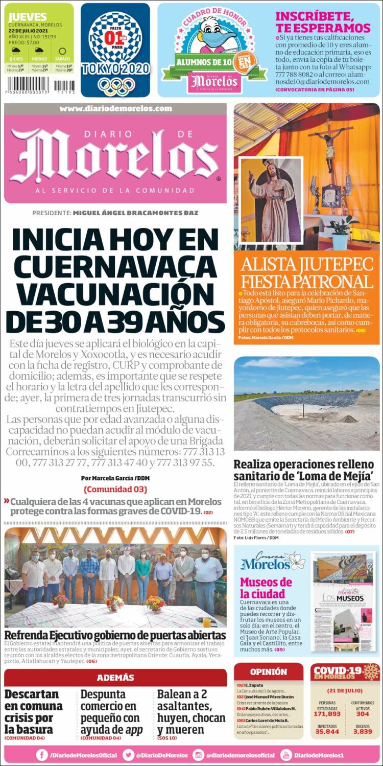 Portada de Diario de Morelos (Mexico)