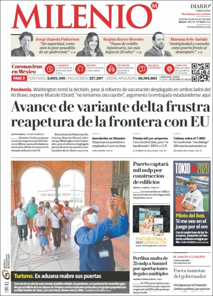Portada de Milenio - Tamaulipas (Mexico)