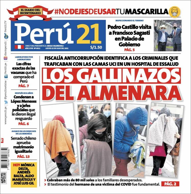 Portada de Perú 21 (Perú)