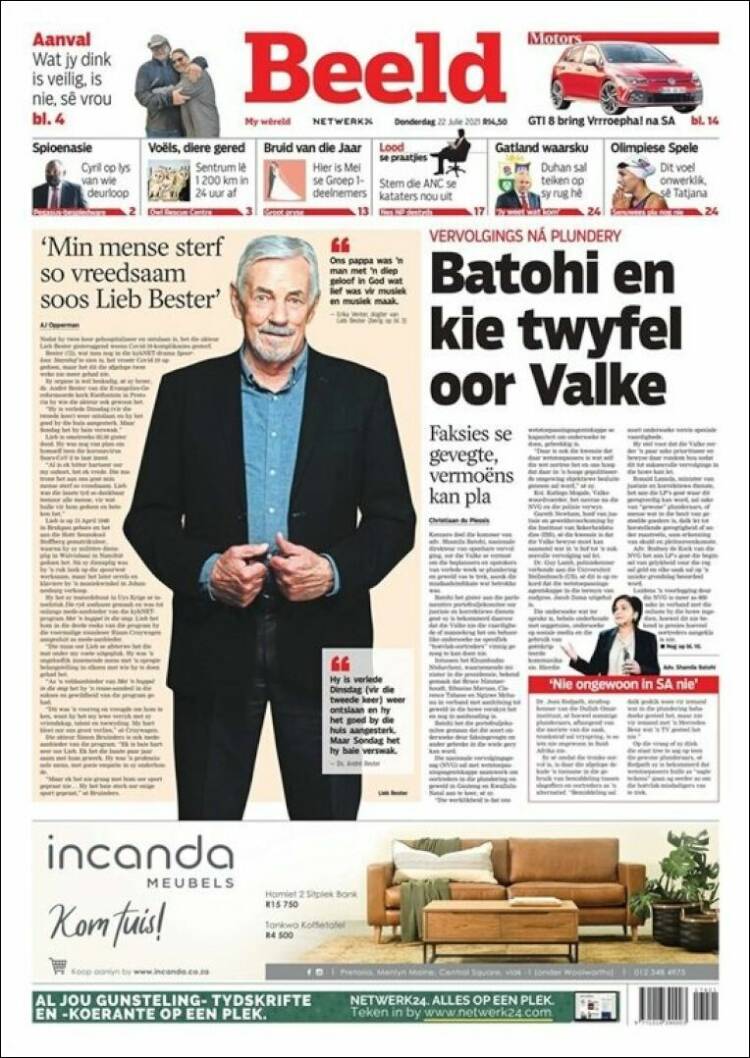 Portada de Beeld (Afrique du Sud)