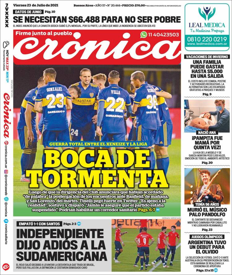 Portada de Crónica (Argentina)