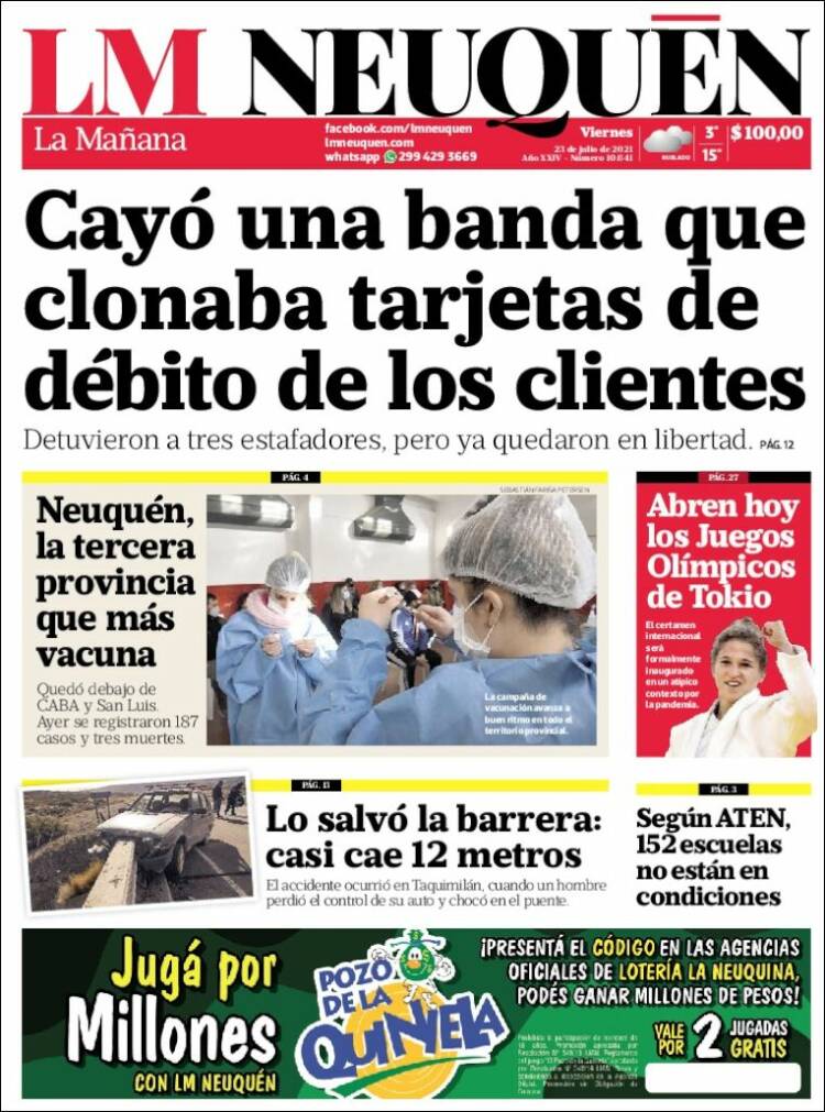 Portada de La Mañanade Neuquén (Argentina)