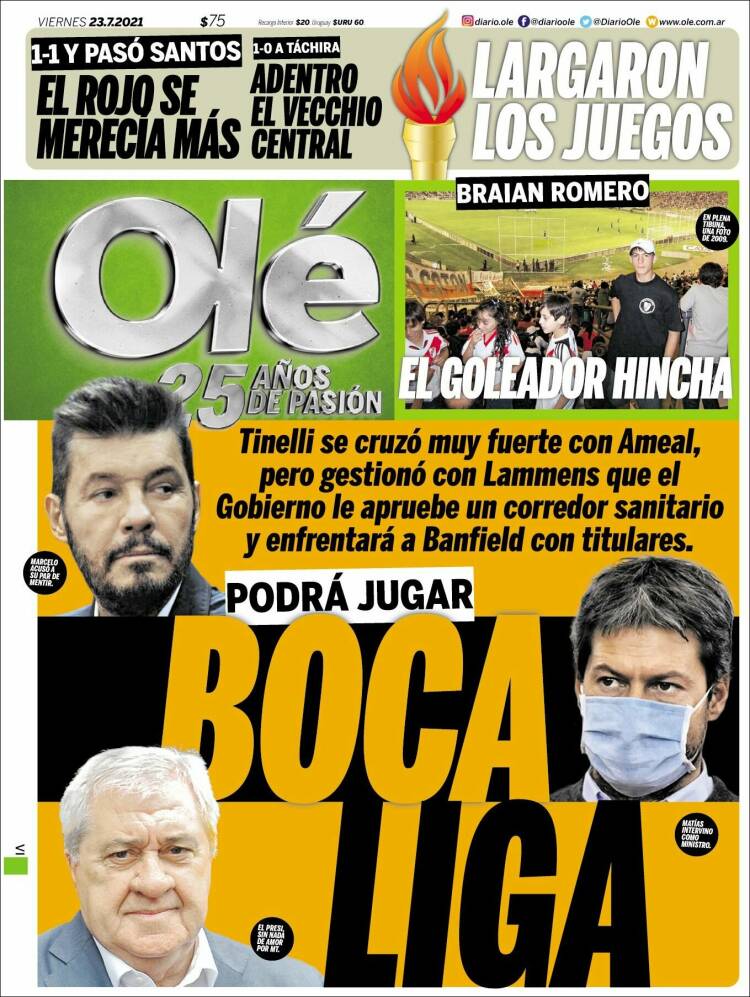 Portada de Olé (Argentina)