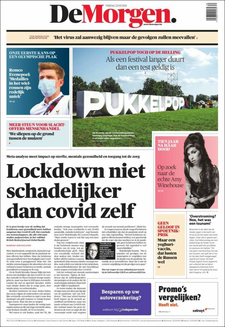 Portada de De Morgen (B&eacute;lgica)