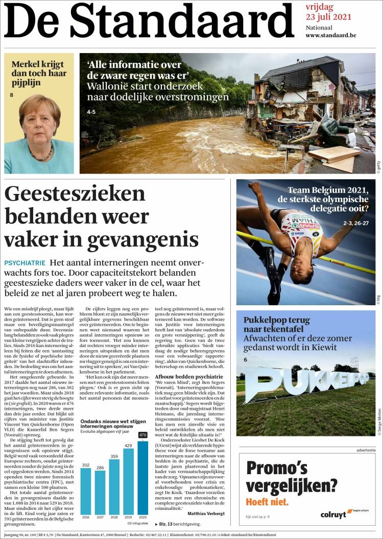 Portada de De Standaard (B&eacute;lgica)
