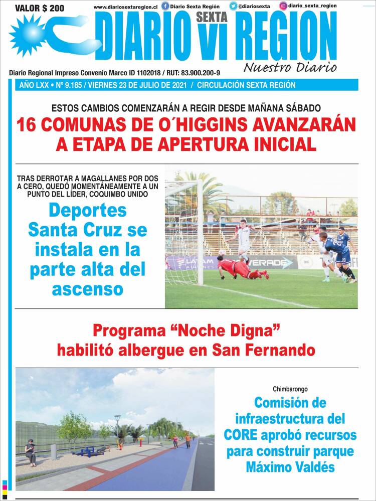 Portada de Diario VI Región (Chile)