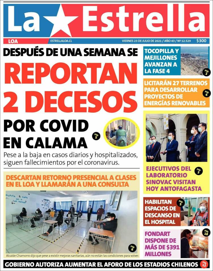 Portada de La Estrella de Loa (Chile)