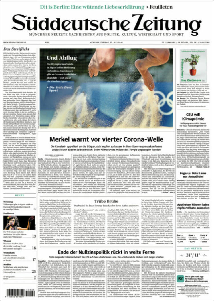 Portada de Sueddeutsche (Alemania)
