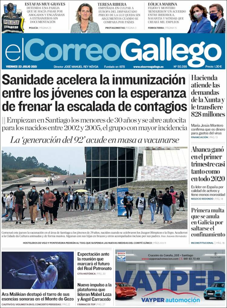 Portada de El Correo Gallego (España)