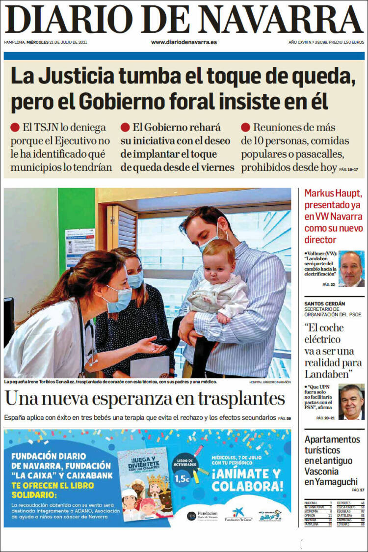 Portada de Diario de Navarra (España)