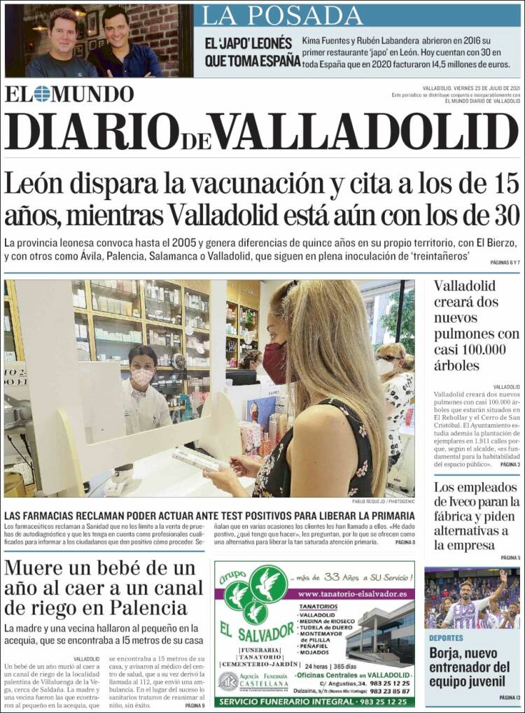 Portada de Diario de Valladolid (España)