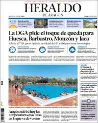 Portada de Heraldo de Aragón (España)