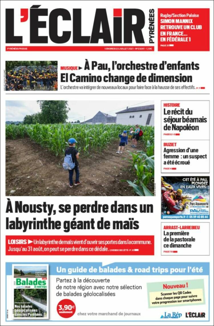 Portada de L'Eclair des Pyrénées (Francia)