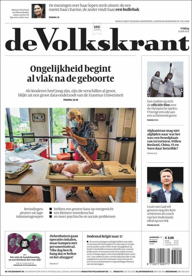 Portada de De Volkskrant (Pa&iacute;ses Bajos)
