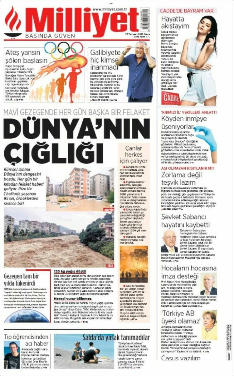Portada de Milliyet (Turqu&iacute;a)