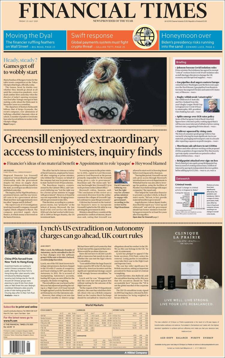 Portada de Financial Times (Reino Unido)