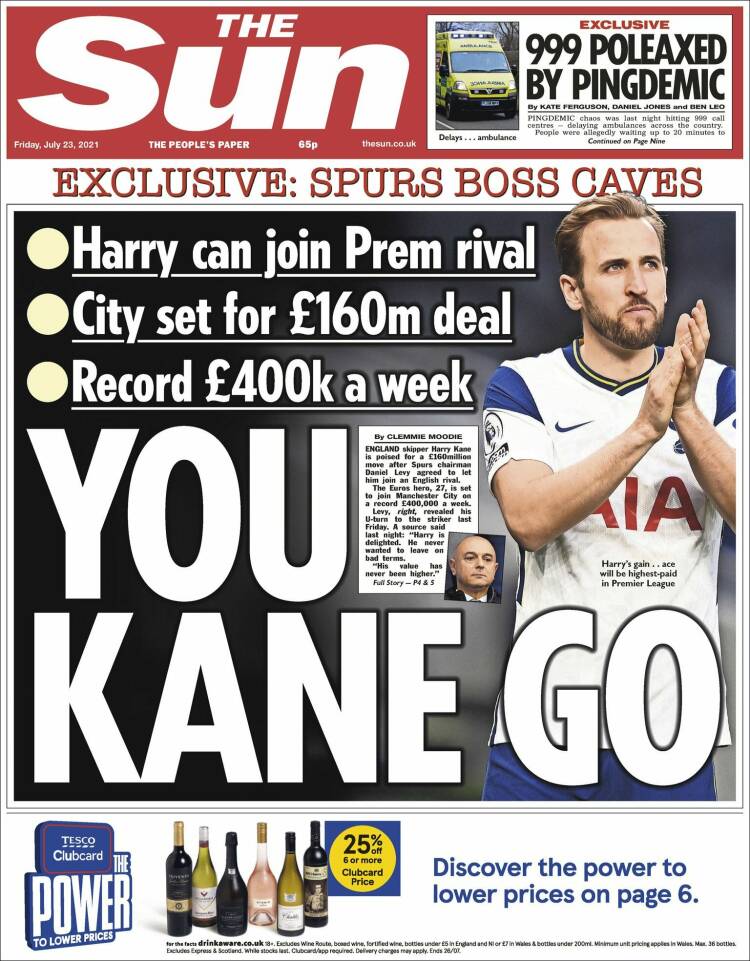 Portada de The Sun (Royaume-Uni)