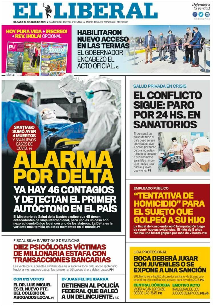 Portada de Diario El Liberal (Argentina)