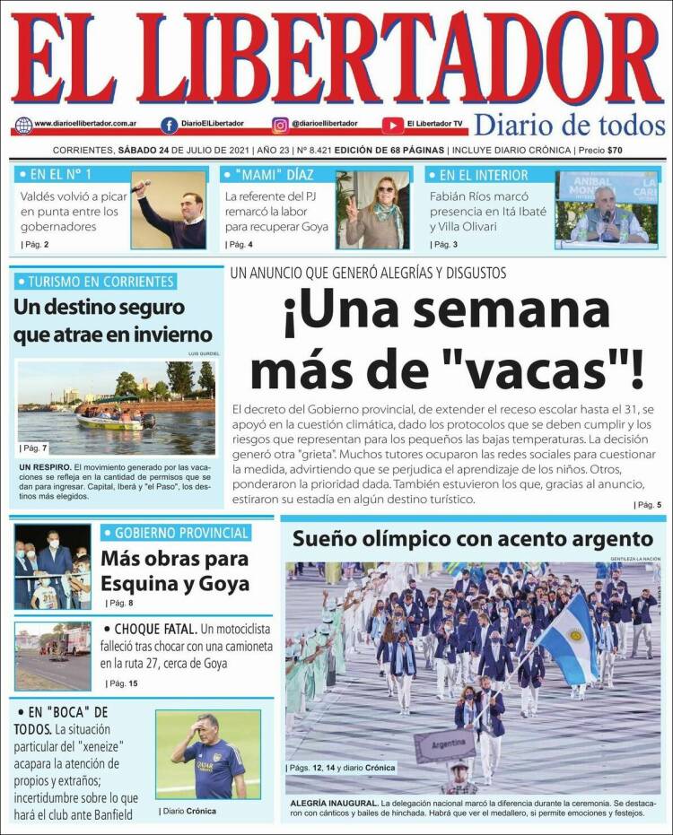 Portada de Diario El Libertador (Argentina)