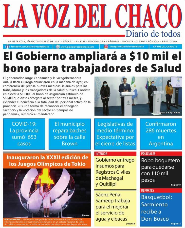 Portada de La Voz del Chaco (Argentina)