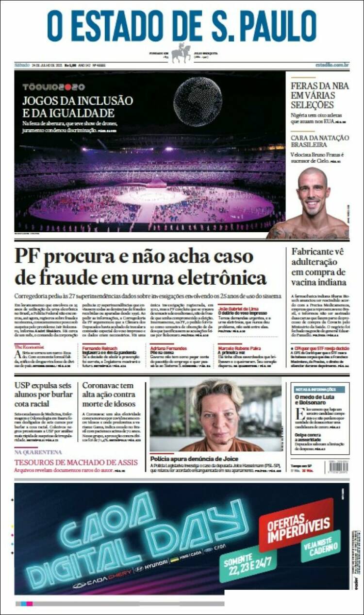 Portada de O Estado de São Paulo (Brasil)