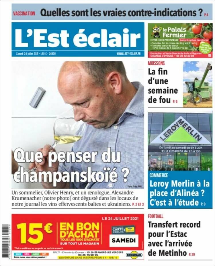 Portada de L'Est Eclair (Francia)