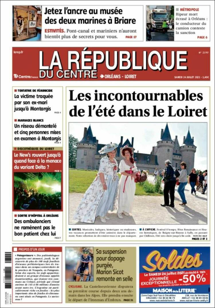 Portada de La République du Centre (Francia)