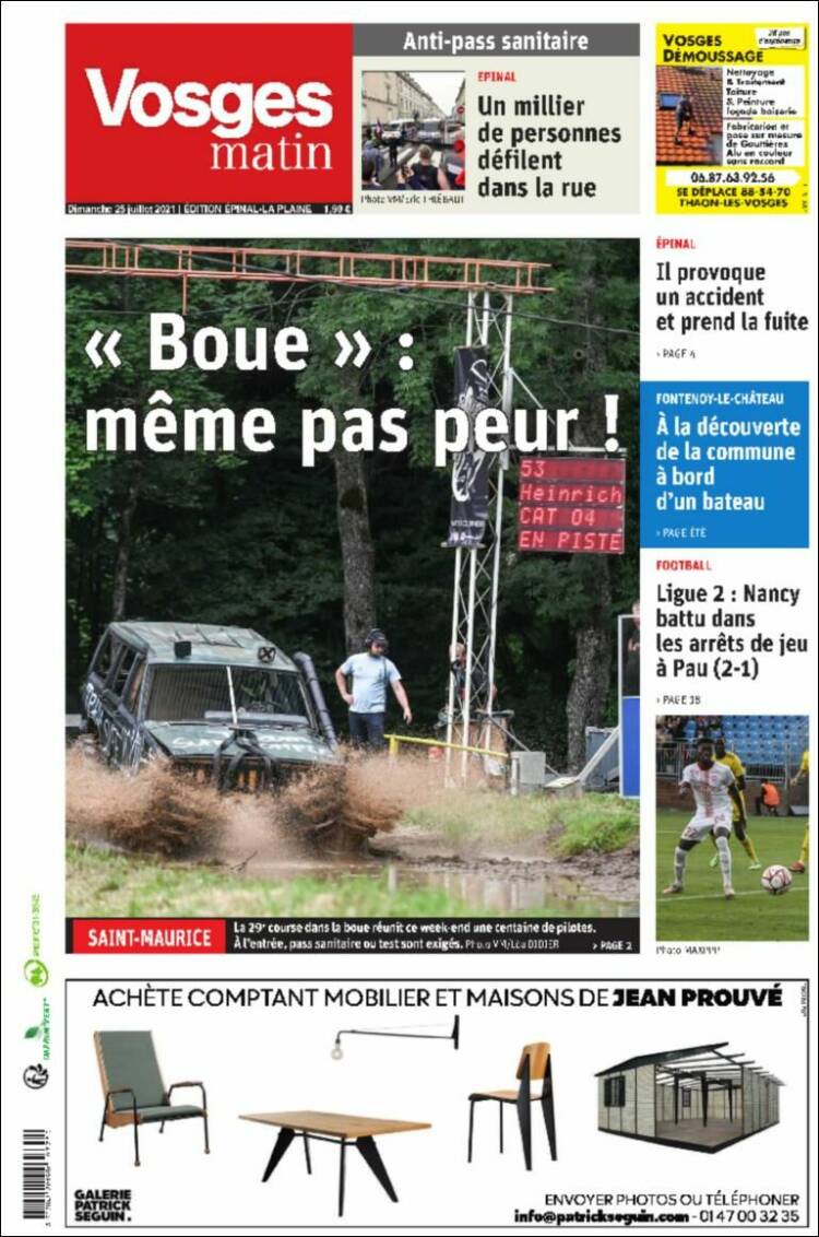Portada de Vosges Matin (Francia)