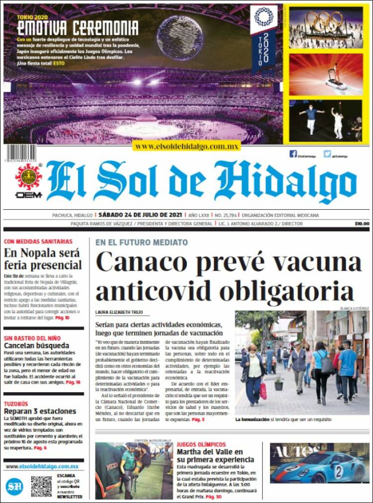 Portada de El Sol de Hidalgo (México)