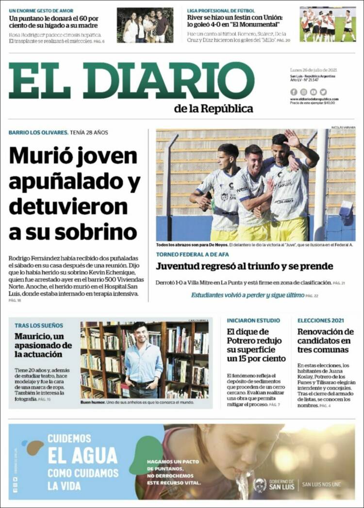 Portada de Diario de la República (Argentina)