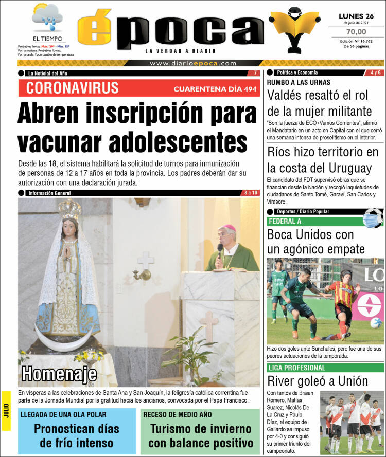 Portada de Diario Época (Argentina)
