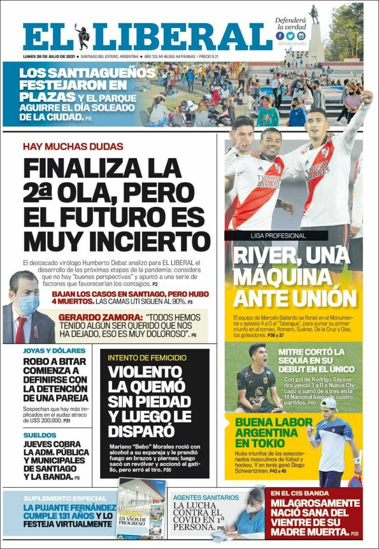 Portada de Diario El Liberal (Argentina)