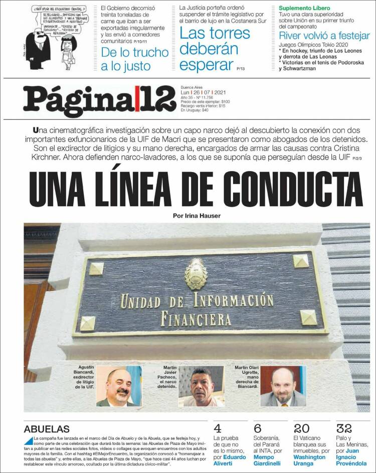 Portada de Página/12 (Argentina)