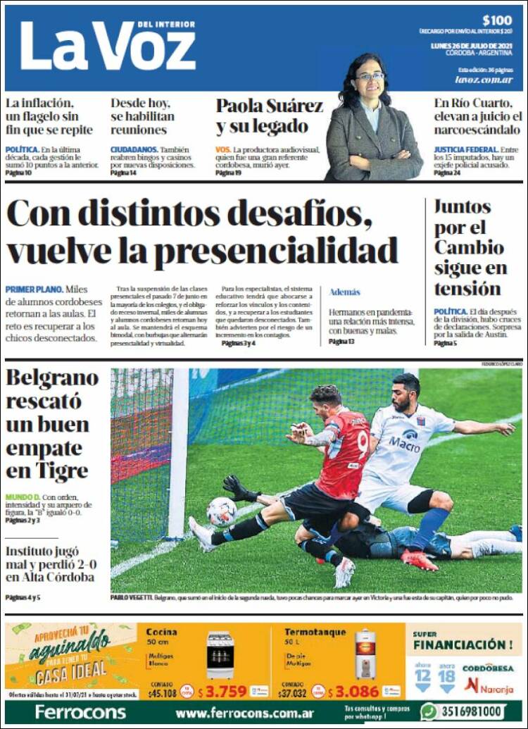 Portada de La Voz del Interior (Argentina)