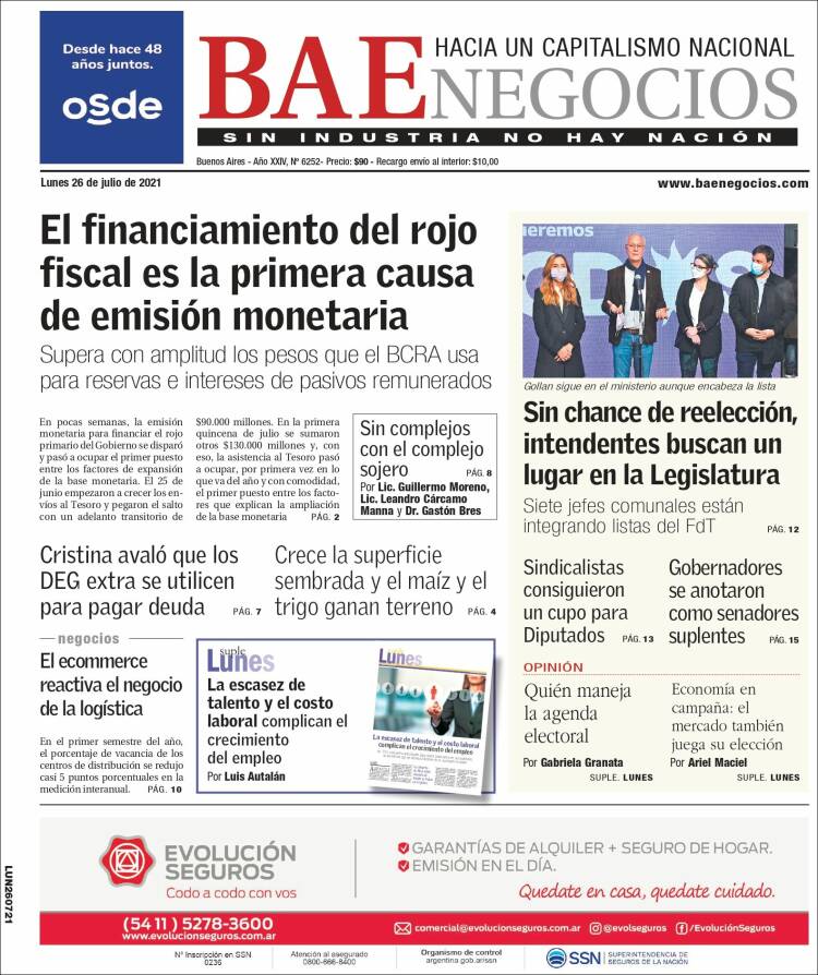 Portada de Buenos Aires Económico (Argentina)