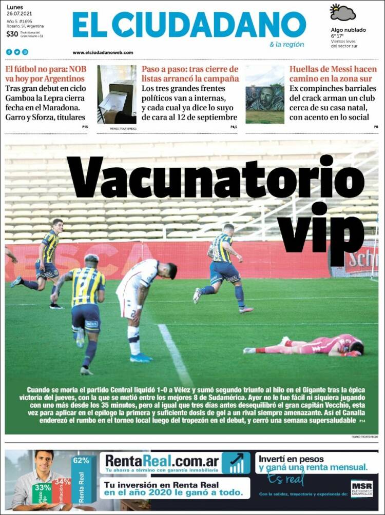 Portada de Diario El Ciudadano (Argentina)