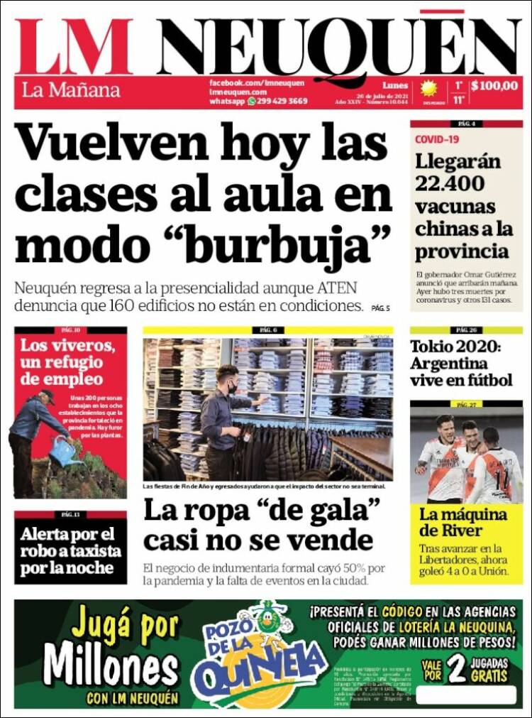 Portada de La Mañanade Neuquén (Argentina)