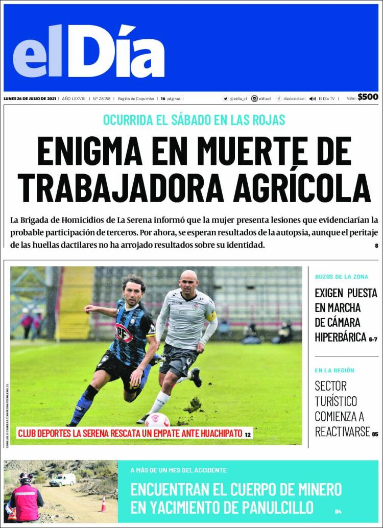 Portada de El Día (Chile)