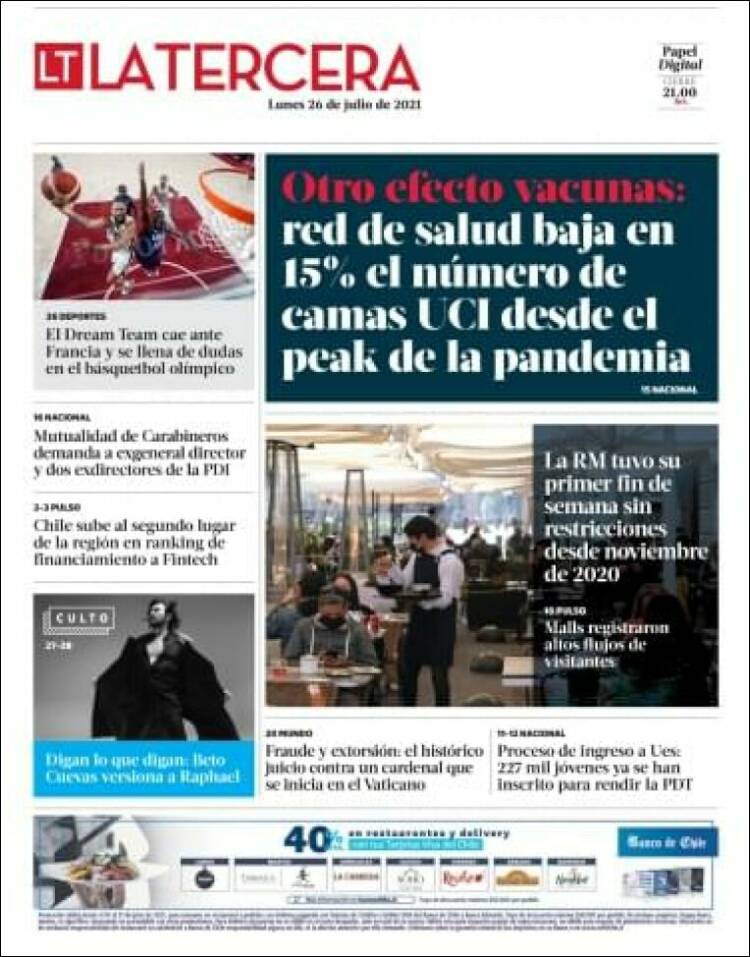 Portada de La Tercera (Chile)