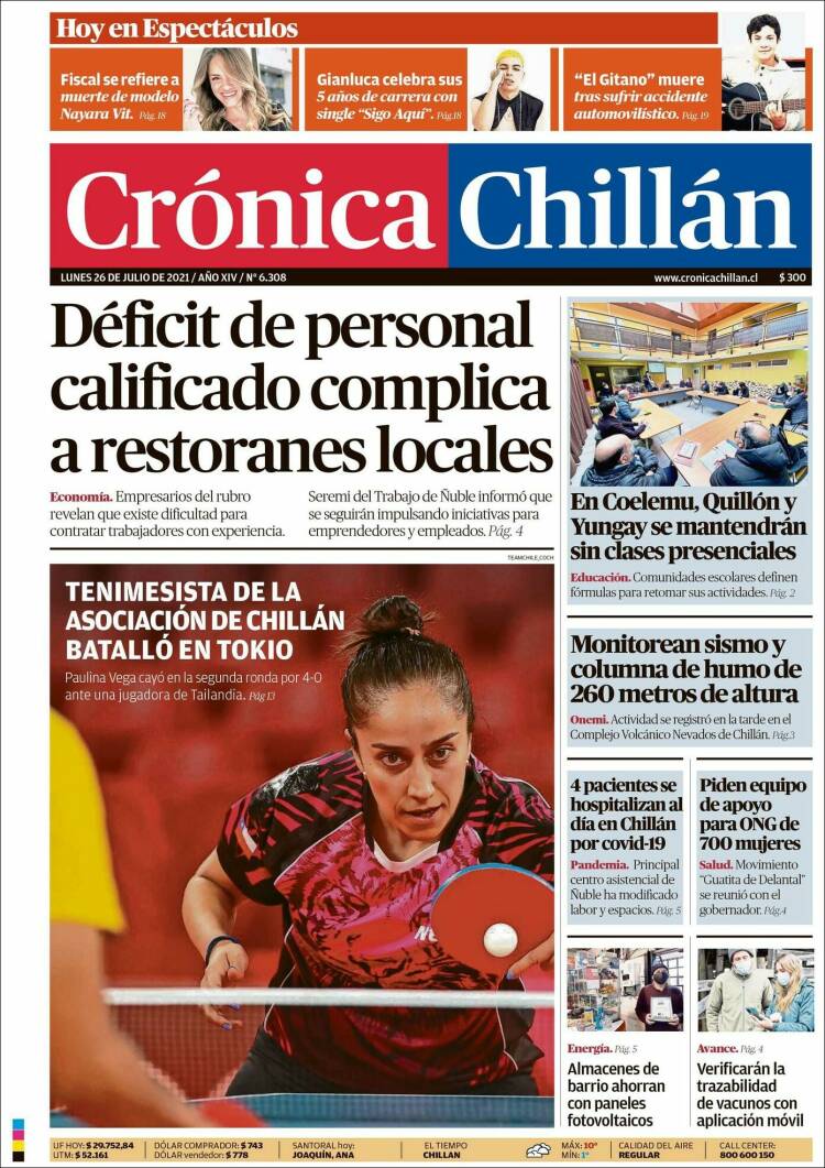 Portada de Crónica Chillán (Chile)