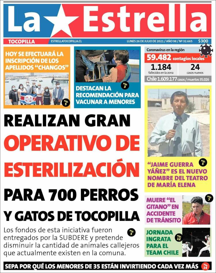 Portada de La Estrella de Tocopilla (Chile)