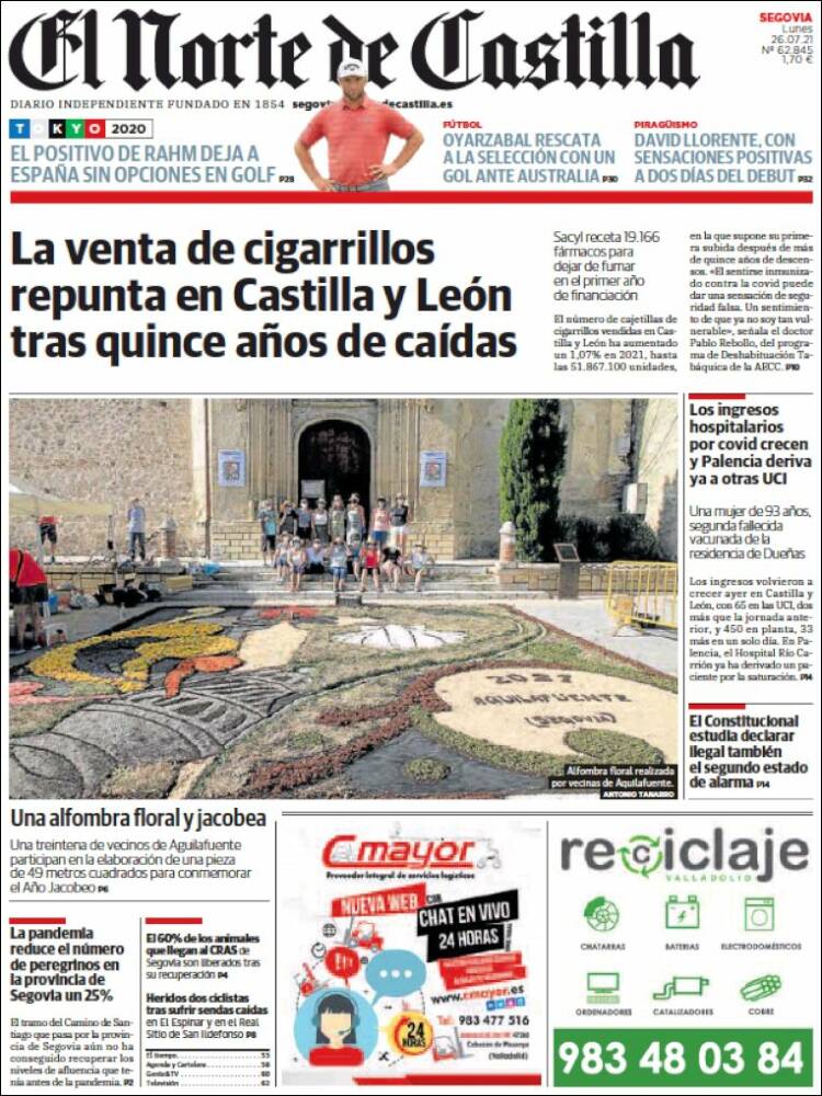 Portada de Norte de Castilla - Segovia (España)