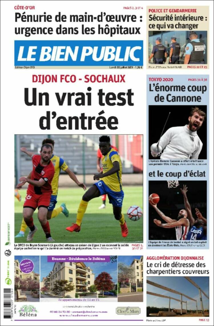 Portada de Le Bien Public (Francia)