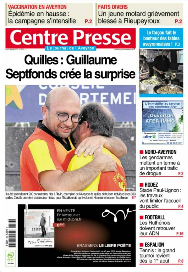 Portada de Centre Presse (Francia)