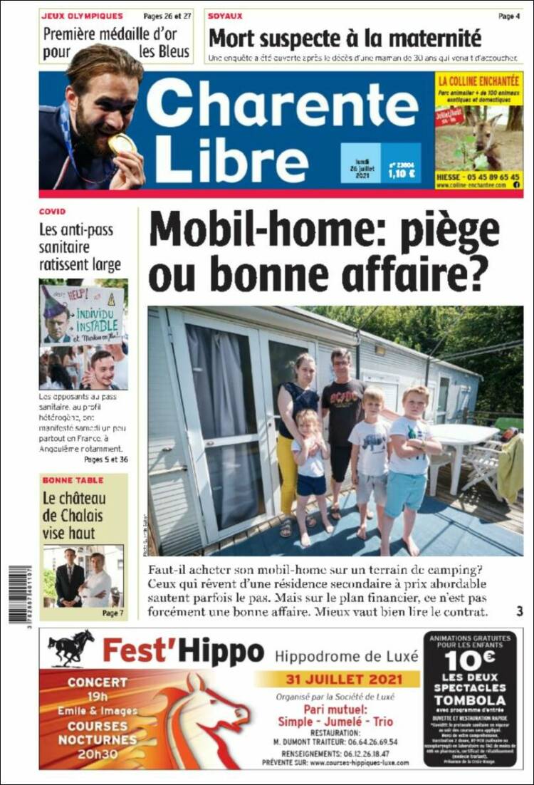 Portada de Charente Libre (Francia)