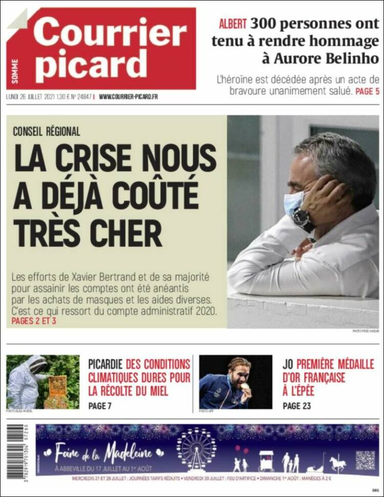 Portada de Courrier Picard (Francia)